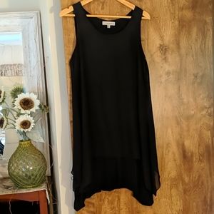 Black double layer flowing tunic tank or dress